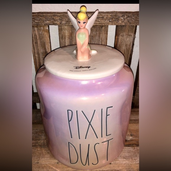New Rae Dunn Disney Tinkerbell Cookie Jar Pink Iridescent Color- Ceramic Jar - Picture 6 of 9